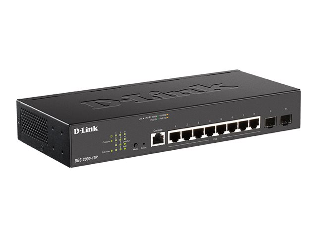 D-Link DGS 2000-10P - Switch - L3 - Managed - 8 x 10/100/1000 (PoE+) + 2 x combo Fast Ethernet/Gigabit SFP - rack-mountable - PoE+ (65 W)