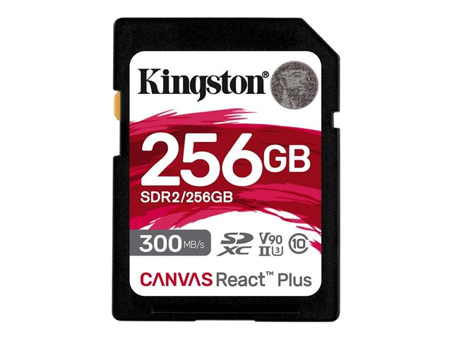 Kingston Canvas React Plus - Flash memory card - 256 GB - Video Class V90 / UHS-II U3 / Class10 - SDXC UHS-II