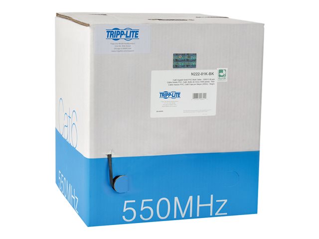 Eaton Tripp Lite Series Cat6 Gigabit Solid Core UTP PVC Bulk Ethernet Cable, Black, 1000 ft. (304.8 m), TAA - bulk cable - TAA Compliant - 304.8 m - black