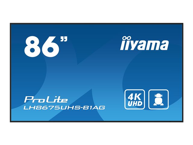 86" Black Large Format Display 4K UHD 500 cd/m2 24/7 3x HDMI