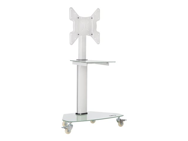 Eaton Tripp Lite Series Premier Rolling TV Cart for 32" to 55" Displays, Frosted Glass Base and Shelf, Locking Casters, White - Cart - fixed - for monitor / HDTV - aluminium, steel - white - screen size: 32"-55" - floor-standing