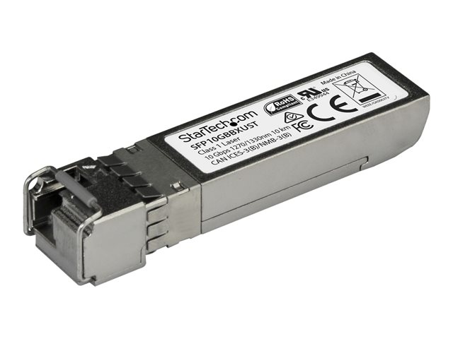 Startech MSA Uncoded SFP+ Module, 10GBASE-BX, 10 Gigabit Ethernet Bi-Directional (BiDi) Fiber Single Strand SFP+ Transceiver, LC 10km , Mini GBIC Transceiver SFP+ Module, Upstream BiDi - Lifetime Warranty (SFP10GBBXUST) - SFP+ transceiver module - 10GbE -