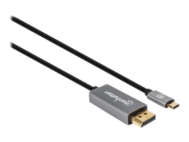 Manhattan USB-C to DisplayPort 1.4 Cable, 8K@60Hz, 3m, Male to Male, Black, Three Year Warranty, Polybag - USB / DisplayPort adapter - 24 pin USB-C to DisplayPort - 3 m
