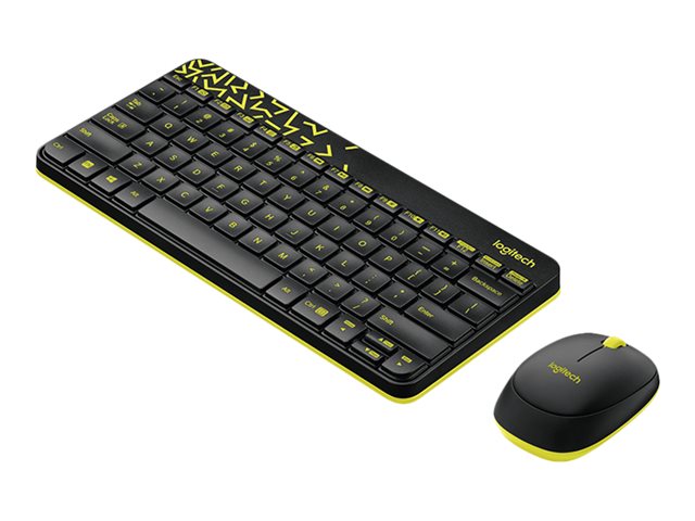 Logitech MK240 NANO - keyboard and mouse set - Turkish - black, chartreuse