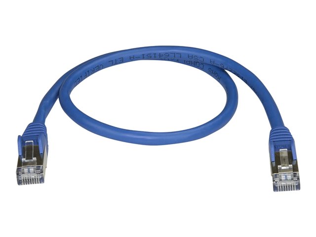 StarTech.com 50cm CAT6A Ethernet Cable, 10 Gigabit Shielded Snagless RJ45 100W PoE Patch Cord, CAT 6A 10GbE STP Network Cable w/Strain Relief, Blue, Fluke Tested/UL Certified Wiring/TIA - Category 6A - 26AWG (6ASPAT50CMBL) - patch cable - 50 cm - blue
