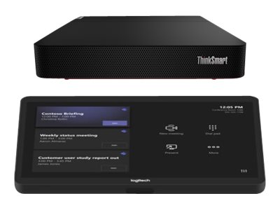 Logitech Room Solutions with Lenovo PC for Microsoft Teams include everything you need to build out a conference rooms with one or two displays. The 'Base' bundle comes pre-configured with a Microsoft-approved Lenovo ThinkSmart Core i5 PC, Windows 10 IOT