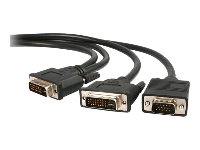 StarTech.com 6 ft DVI-I Male to DVI-D Male and HD15 VGA Male Video Splitter Cable - DVI to VGA connector - 6ft DVI to VGA Cable (DVIVGAYMM6) - DVI splitter - DVI-I (M) to HD-15 (VGA), DVI-D (M) - 1.8 m - thumbscrews - black