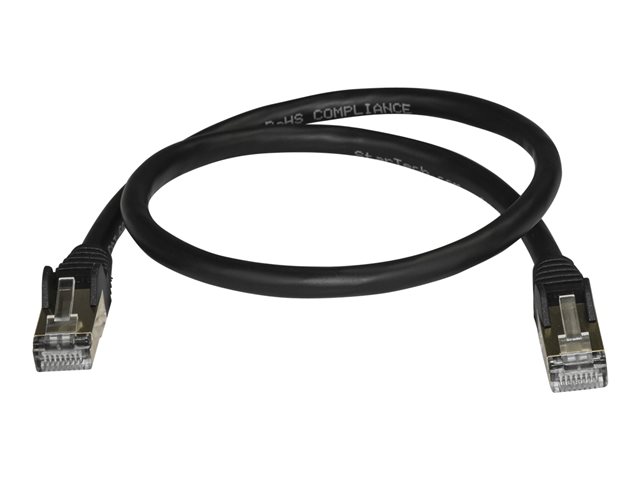 StarTech.com 50cm CAT6A Ethernet Cable, 10 Gigabit Shielded Snagless RJ45 100W PoE Patch Cord, CAT 6A 10GbE STP Network Cable w/Strain Relief, Black, Fluke Tested/UL Certified Wiring/TIA - Category 6A - 26AWG (6ASPAT50CMBK) - patch cable - 50 cm - black
