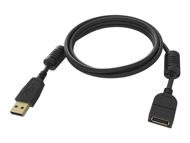 2 m USB 2.0 extension cable - gold plated connectors - ferrite cores both ends - bandwidth 480 mbps - over 65 percent coverage braided shield - USB A (f) to USB A (m) - outer diameter 4.5 mm - 28+24 awg - black