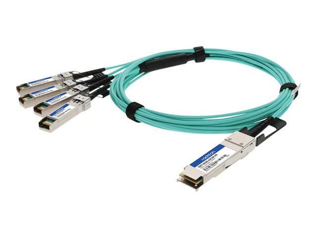 AddOn 3m Cisco Compatible QSFP+ Breakout AOC - Network cable - SFP+ (M) to QSFP+ (M) - 3 m - 3 m - fibre optic - active - for Cisco Nexus 2348, 31XX, 93XX, 93XXX, X97160, X9736, ONE Nexus 32XX, 92XX, 93XXX, UCS C4200
