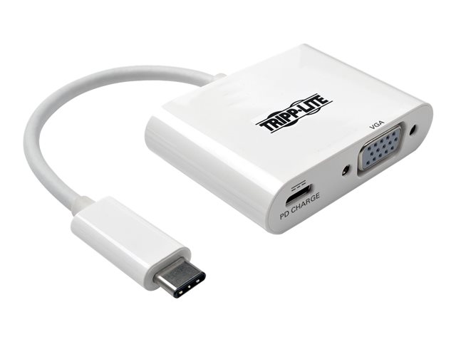 Eaton Tripp Lite Series USB C to VGA Video Adapter Converter w/ USB-C PD Charging Port, USB Type C to VGA, USB Type-C 6in - external video adapter - white