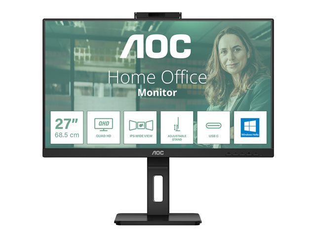 AOC Pro-line Q27P3QW - P3 Series - LED monitor - 27" - 2560 x 1440 QHD @ 75 Hz - IPS - 350 cd/m² - 1000:1 - 4 ms - 2xHDMI, DisplayPort - speakers - black - B2B