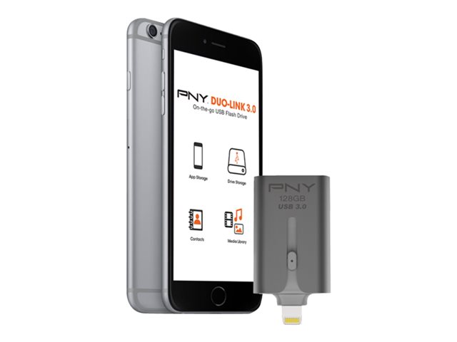 PNY Duo-Link 3.0 - USB flash drive - 128 GB - USB 3.0 / Lightning