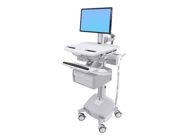 Ergotron StyleView Cart with LCD Pivot, LiFe Powered, 2 Tall Drawers - Cart - open architecture - for LCD display / PC equipment - lockable - aluminium, zinc-plated steel, high-grade plastic - screen size: up to 24" - 40 Ah - lithium - TAA Compliant