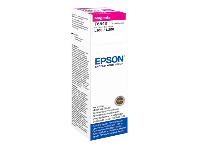 Epson Ink Cartridges, T6643, 4 colour ink bottles, Singlepack, 1 x 70.0 ml Magenta