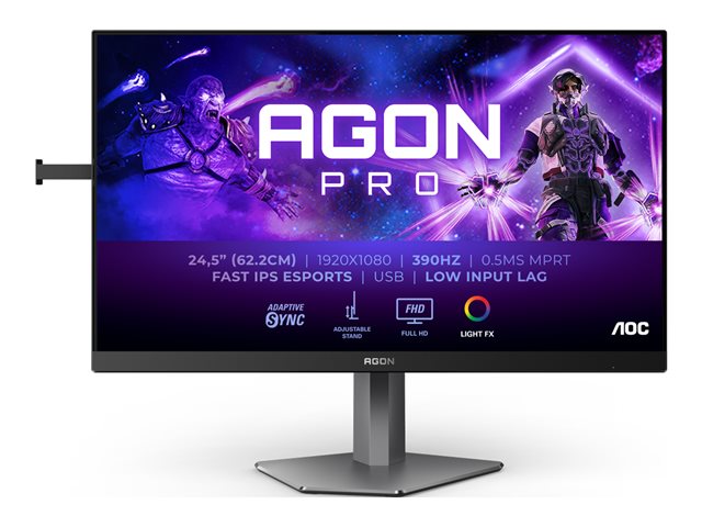 AOC AGON PRO AG256FS - AG6 Series - LED monitor - gaming - 25" (24.5" viewable) - 1920 x 1080 Full HD (1080p) @ 390 Hz - Fast IPS - 400 cd/m² - 1000:1 - DisplayHDR 400 - 0.3 ms - 2xHDMI, DisplayPort - black