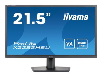 iiyama ProLite X2283HSU-B1 - LED monitor - 22" (21.5" viewable) - 1920 x 1080 Full HD (1080p) @ 75 Hz - VA - 250 cd/m� - 3000:1 - 1 ms - HDMI, DisplayPort - speakers - matte black