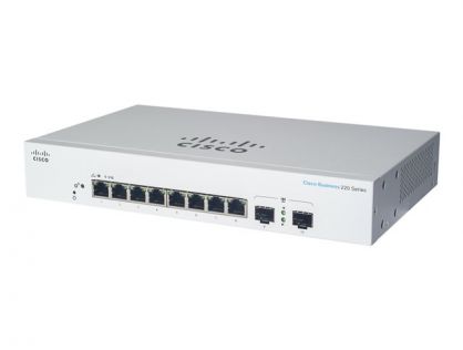 Cisco Business 220 Series CBS220-8FP-E-2G - Switch - smart - 8 x 10/100/1000 (PoE+) + 2 x Gigabit SFP (uplink) - rack-mountable - PoE+ (130 W)