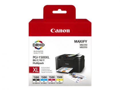 Canon PGI-1500XL C/M/Y/BK Multipack - High Yield - black, yellow, cyan, magenta - original - ink tank