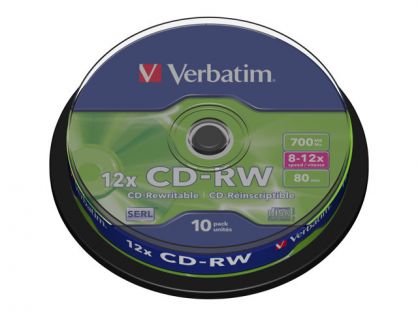 CDRW 80MIN 700MB 8-10X SCRATCH RESISTANT 10PK SPINDEL