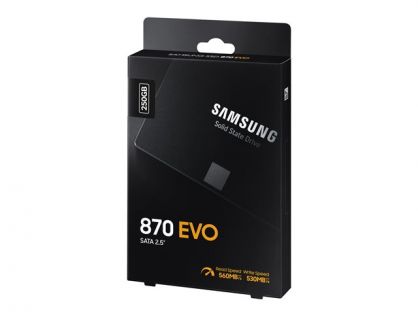 Samsung 870 EVO MZ-77E250B - SSD - encrypted - 250 GB - internal - 2.5" - SATA 6Gb/s - buffer: 512 MB - 256-bit AES - TCG Opal Encryption