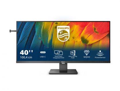 Philips 40B1U5600 - 5000 Series - LED monitor - USB - 40" (39.53" viewable) - 3440 x 1440 WQHD @ 120 Hz - IPS - 500 cd/m² - 1200:1 - DisplayHDR 400 - 4 ms - HDMI, DisplayPort, USB-C - speakers - black