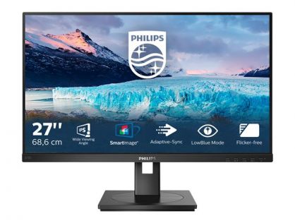 Philips S-line 272S1AE - LED monitor - 27" (27" viewable) - 1920 x 1080 Full HD (1080p) @ 75 Hz - IPS - 250 cd/m² - 1000:1 - 4 ms - HDMI, DVI-D, VGA, DisplayPort - speakers - black texture