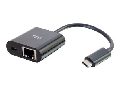 C2G USB C to Ethernet Adapter With Power Delivery - Black - Network adapter - USB-C - Gigabit Ethernet x 1 - black