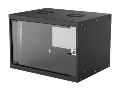 Intellinet Network Cabinet, Wall Mount (Basic), 6U, Usable Depth 340mm/Width 485mm, Black, Flatpack, Max 50kg, Glass Door, 19", Parts for wall installation (eg screws and rawl plugs) not included, Three Year Warranty - cabinet - 6U