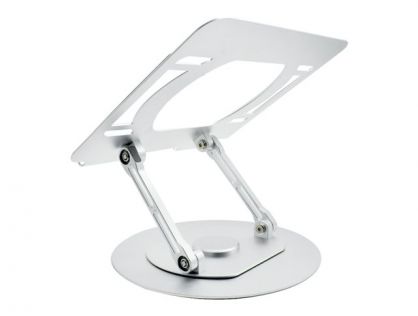 Laptop turntable desk stand - lifts laptop up to 150 mm above desk - suits any size laptops - set laptop on any angle - anodized cnc aluminium alloy construction - silicon anti skid pads protect laptop and table - silver