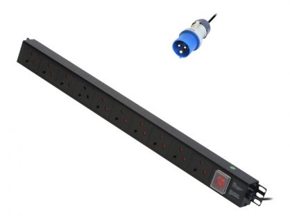 VERTICAL 10 WAY PDU10 X UK SOCKETS TO 16A COMMANDO PLUG