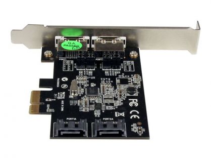 StarTech.com 2 Port PCI Express SATA 6 Gbps eSATA Controller Card - Dual Port PCIe SATA III Card - 2 Int/2 Ext - SATA III 6Gbps (PEXESAT322I) - storage controller - SATA 6Gb/s / eSATA 6Gb/s - PCIe x1