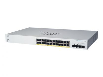 Cisco Business 220 Series CBS220-24P-4G - Switch - smart - 24 x 10/100/1000 (PoE+) + 4 x Gigabit SFP (uplink) - rack-mountable - PoE+ (195 W)