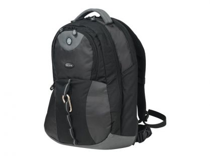 DICOTA Backpack Mission Laptop Bag 15.6" Black. Cushioned notebook compartment (high-density foam). Water-resistant, durable material. Adjustable chest strap and hip strap with cushioned flaps. Lifetime Warranty. Bag suitable for laptop sizes: 14" 14.1" 1