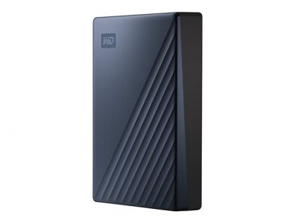WD My Passport Ultra WDBFTM0050BBL - Hard drive - encrypted - 5 TB - external (portable) - USB 3.1 (USB-C connector) - 256-bit AES - blue