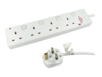 Cables Direct 4 Way Switched Surge Protected Power Block - surge protector