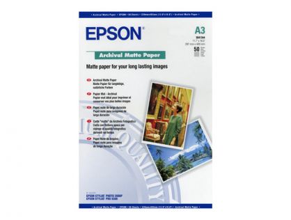 Epson Media, Media, Sheet paper, Archival Matte Paper, Graphic Arts - Photographic Paper, A3, 189 g/m2, 50 Sheets