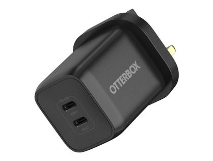 OtterBox - Power adapter - 65 Watt - 3 A - PD/PPS - 2 output connectors (24 pin USB-C) - black