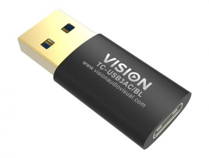 USB 3.0 A to USB C adaptor - plugs into full-sized USB A 3.0 socket on a laptop - USB C (f) to USB type a (m) - USB 3.2 - black