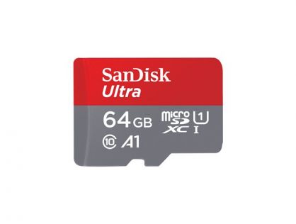 SanDisk Ultra - Flash memory card (microSDXC to SD adapter included) - 64 GB - A1 / UHS Class 1 / Class10 - microSDXC UHS-I
