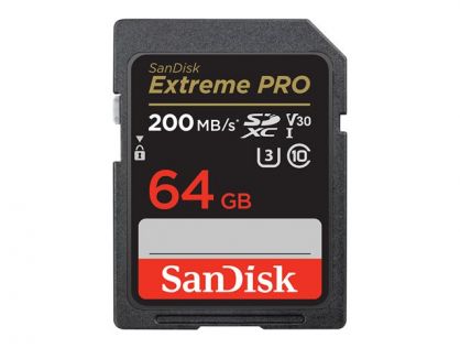 SanDisk Extreme Pro - Flash memory card - 64 GB - Video Class V30 / UHS-I U3 / Class10 - SDXC UHS-I