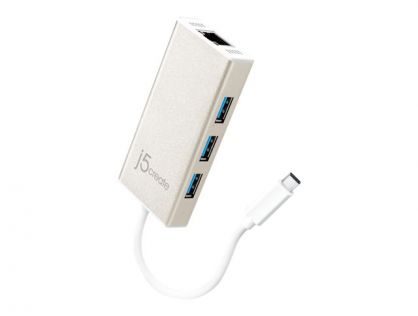 j5create JCH471 - network adapter - USB-C - Gigabit Ethernet x 1 + USB 3.0 x 3