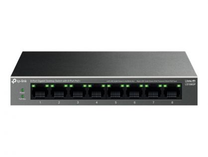 TP-Link LiteWave LS108GP V1 - Switch - 8 x 10/100/1000 (PoE+) - desktop, wall-mountable - PoE+ (62 W)