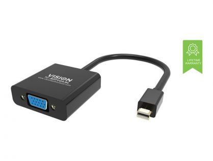 Mini DisplayPort to VGA adaptor - maximum resolution 1920 x 1080 - does not convert VGA to DP - hotplug - mDP (m) to VGA (f) - outer diameter 5.5 mm - 32 awg - overall length 220 mm - black