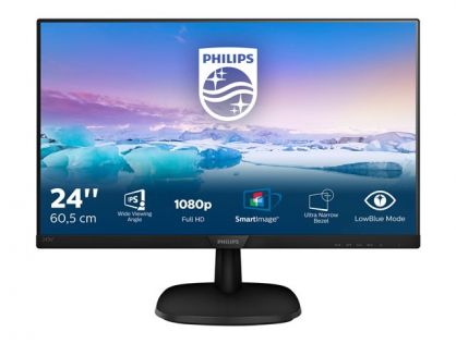 Philips V-line 243V7QJABF - LED monitor - 24" - 1920 x 1080 Full HD (1080p) @ 60 Hz - IPS - 250 cd/m² - 1000:1 - 5 ms - HDMI, VGA, DisplayPort - speakers - textured black