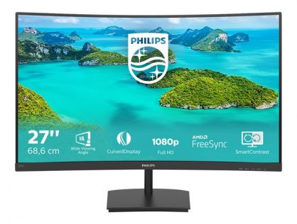 Philips E-line 271E1SCA - LED monitor - curved - 27" - 1920 x 1080 Full HD (1080p) @ 75 Hz - VA - 250 cd/m² - 3000:1 - 4 ms - HDMI, VGA - speakers - textured black