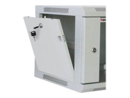 Intellinet Network Cabinet, Wall Mount (Standard), 6U, Usable Depth 500mm/Width 540mm, Grey, Assembled, Max 60kg, Metal & Glass Door, Back Panel, Removeable Sides, Suitable also for use on desk or floor, 19",Parts for wall install (eg screws/rawl plugs) n