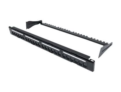 Intellinet Patch Panel, Blank, 1U, 24-Port, Black - patch panel - 1U