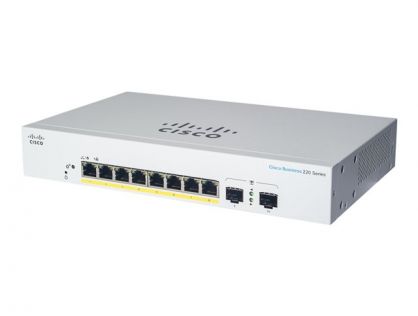 Cisco Business 220 Series CBS220-8P-E-2G - Switch - smart - 8 x 10/100/1000 (PoE+) + 2 x Gigabit SFP (uplink) - rack-mountable - PoE+ (67 W)