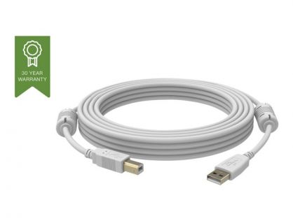 2 m USB 2.0 cable - gold plated connectors - ferrite cores USB A end - bandwidth 480 mbps - over 65 percent coverage braided shield - USB A (m) to USB B (m) - outer diameter 4.5 mm - 28+24 awg - white